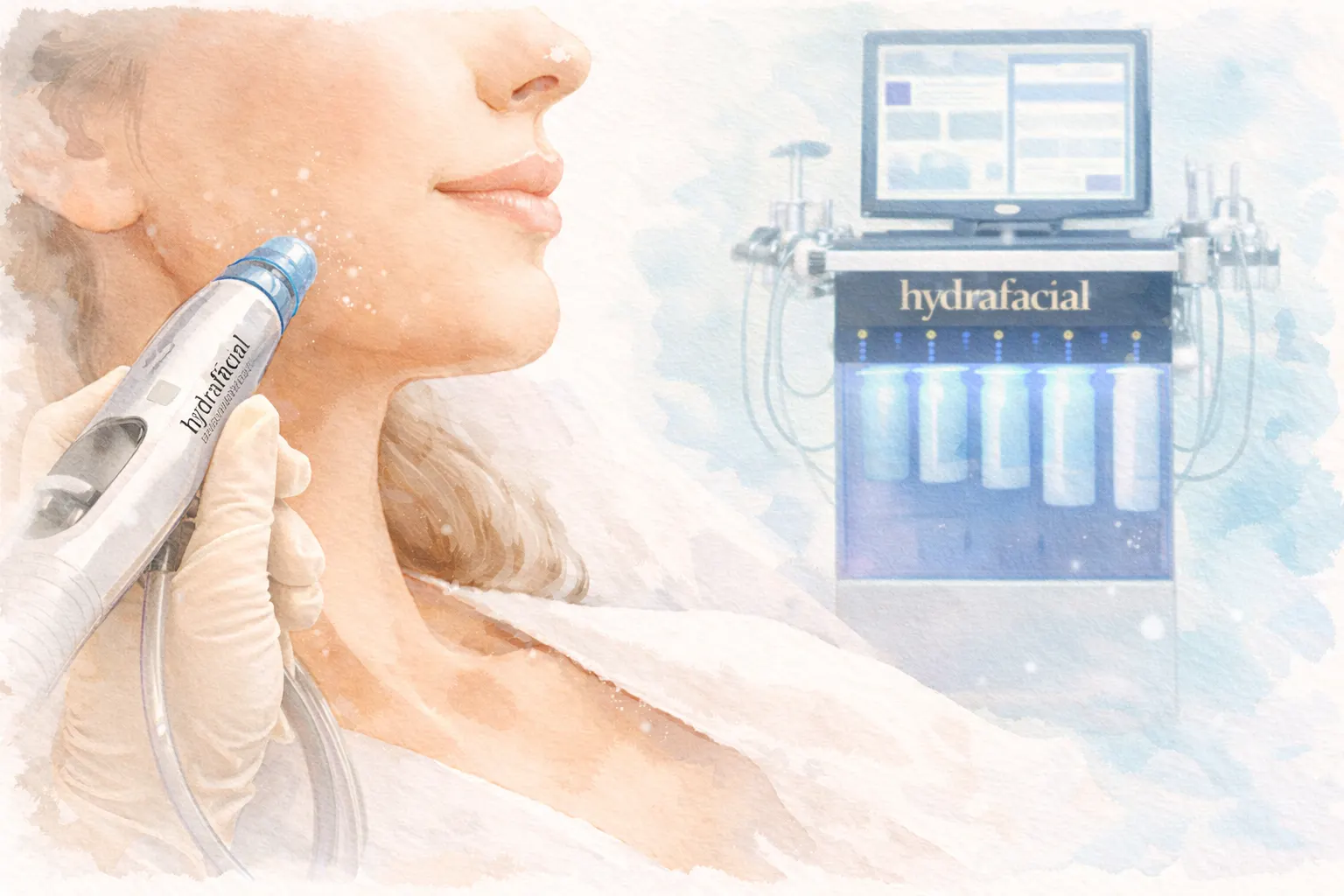 HydraFacial treatment showing glowing, refreshed skin